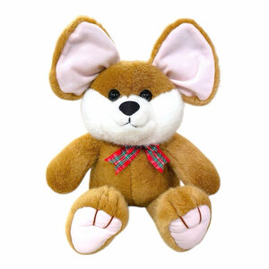 Vintage Dakin Misty Mouse Plush Red Plaid Bow Christmas Mouse Stuffed Animal 18”